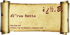 Árva Betta névjegykártya